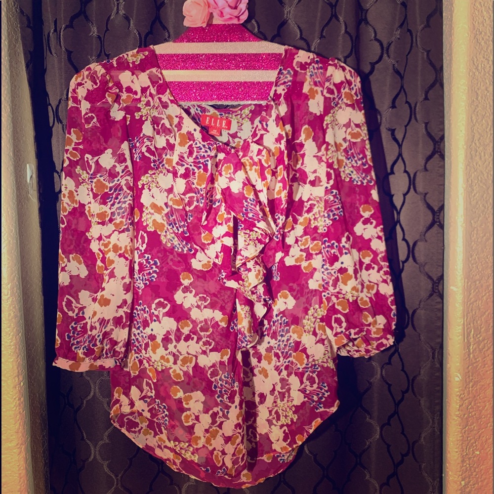 CLEARANCE✨Elle floral sheer blouse XS